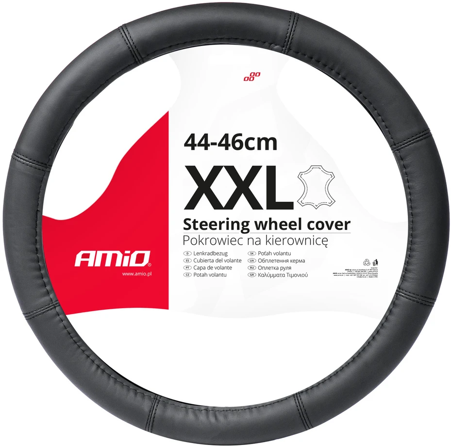 Amio Automobilio vairo užvalkalas 44-46 cm, natūrali oda, SWC-48-XXL