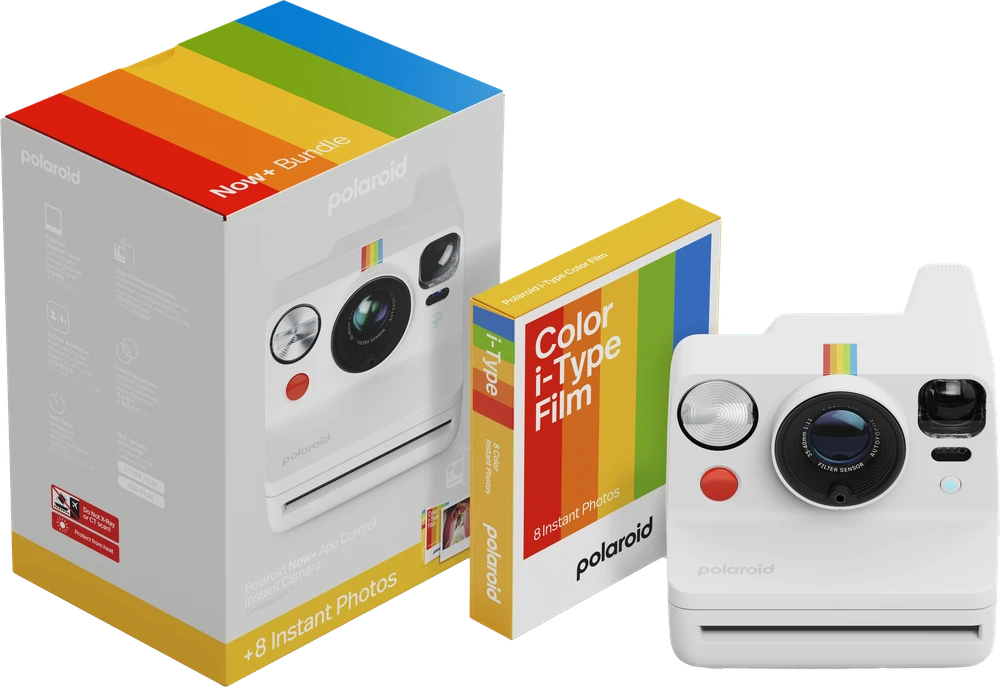 Polaroid Now+ Gen 3 Baltas rinkinys su spalvota plėvele (8 nuotraukos)