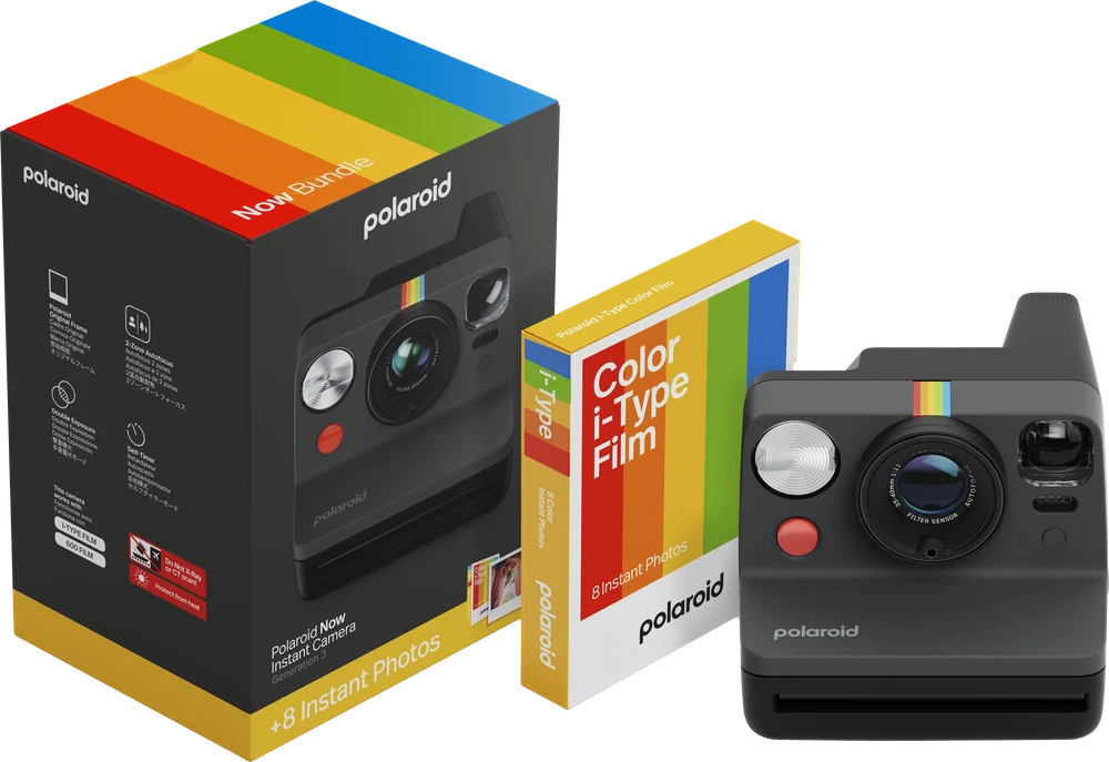 „Polaroid Now Gen 3 Juodas“ rinkinys su spalvota plėvele (8 nuotraukos)