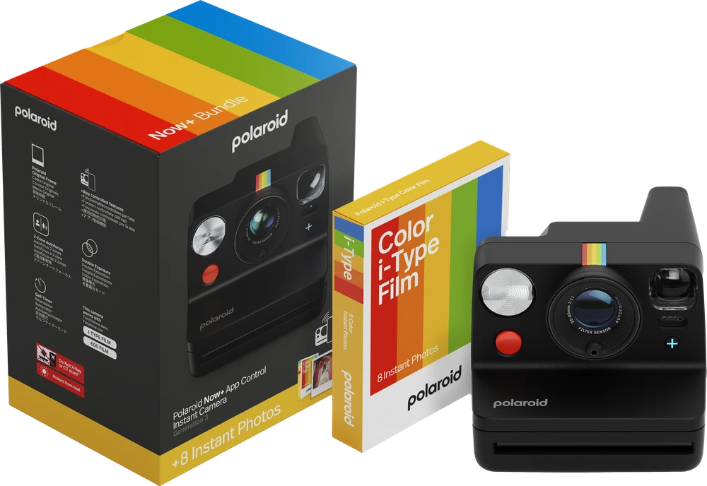 Polaroid Now+ Gen 3 Juodas rinkinys su spalvota plėvele (8 nuotraukos)