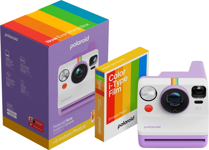„Polaroid Now Gen 3“ violetinis rinkinys su spalvota plėvele (8 nuotraukos)