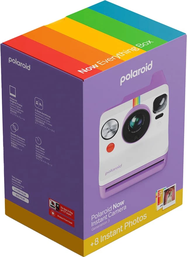 „Polaroid Now Gen 3“ violetinis rinkinys su spalvota plėvele (8 nuotraukos)