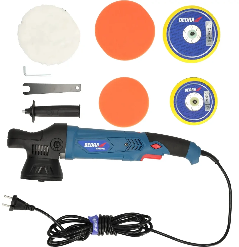 Dedra Polerka Ekscentrinis-rotacinis poliravimo įrankis 900 W, pagalvėlės 125/150 mm, 1500–4500 min-1