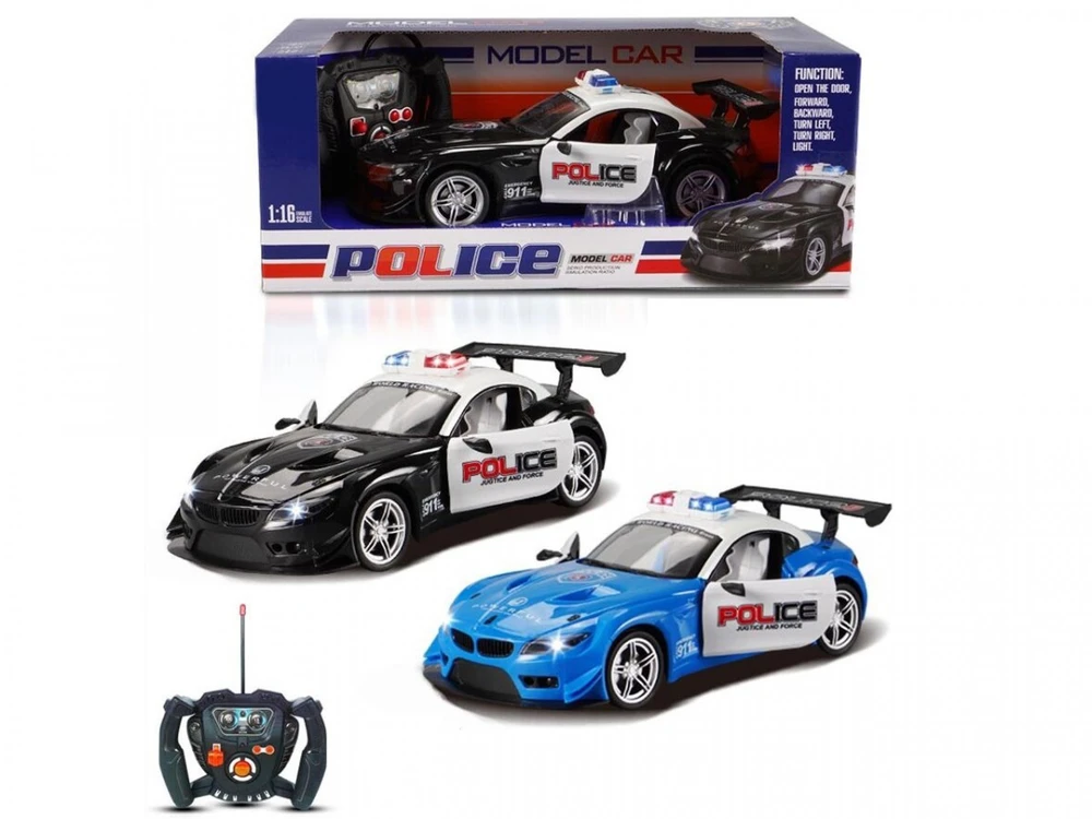 Policijos automobilio nuotolinio valdymo žibintas, atidaromos durys