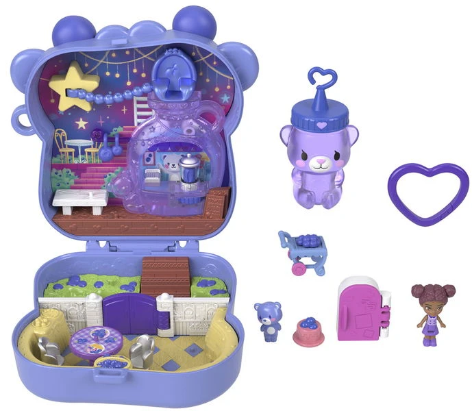 Polly Pocket - Core Compact Mėlyna-Beary Besties lėliukė (JKC48)