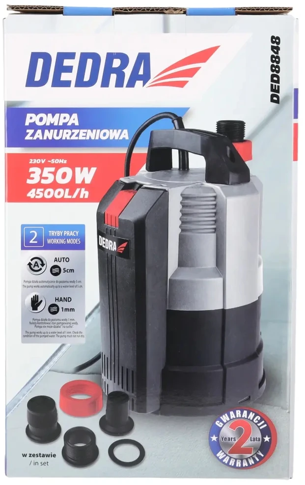 Dedra Panardinamas siurblys su 350W plokiu siurbimu variam vandeniui