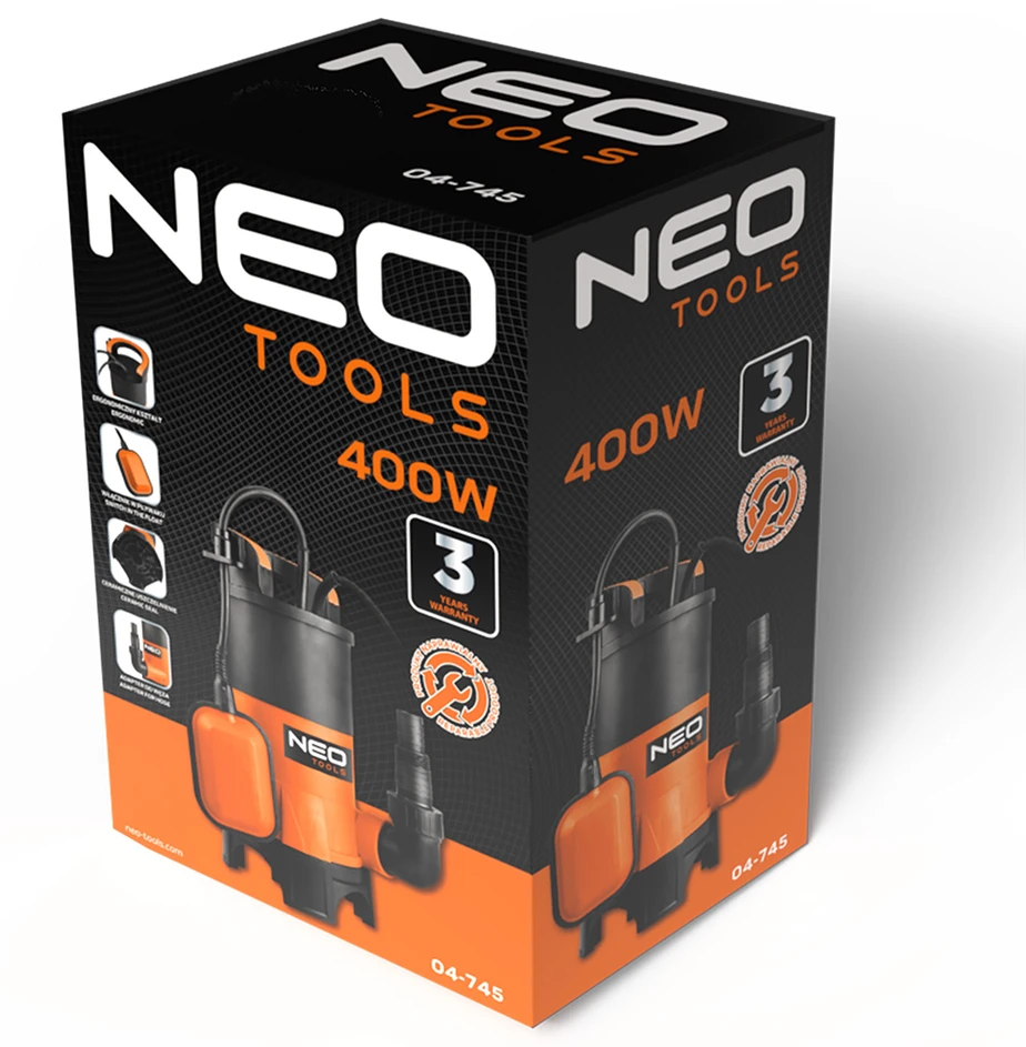 Neo Tools Pompa Panardinamas siurblys nešvariam vandeniui 400 W, 8000 l/h