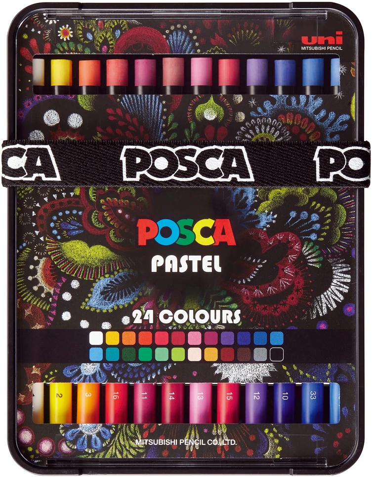 Posca - Pastelinės kreidelės - Ryškios ir intensyvios spalvos, 24 vnt. (402022)