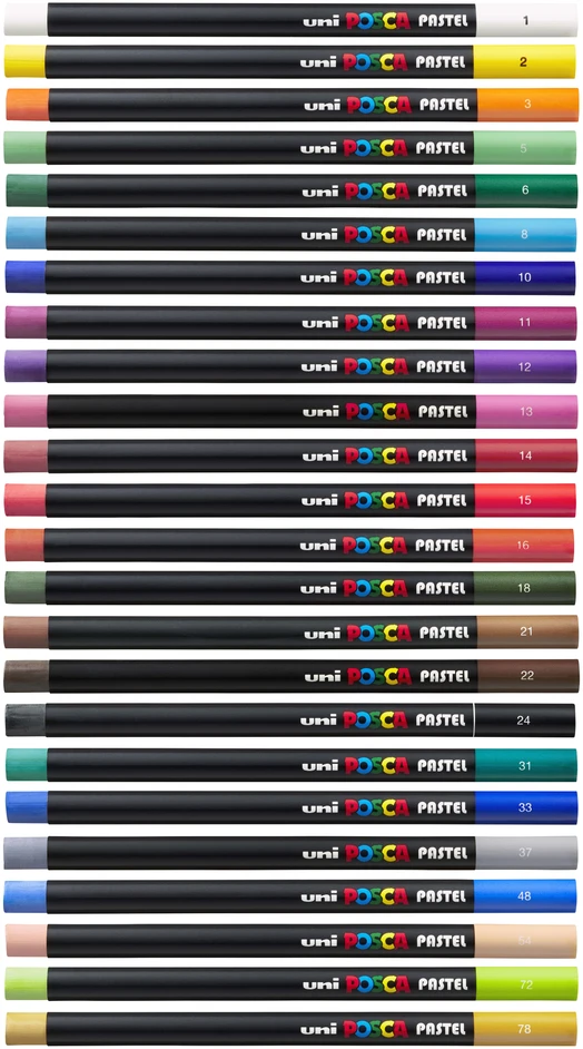 Posca - Pastelinės kreidelės - Ryškios ir intensyvios spalvos, 24 vnt. (402022)