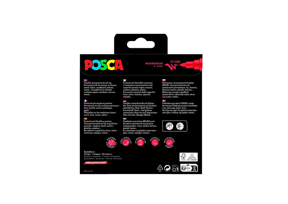 Posca - Šepetėlių PC-5BR rinkinys, 8 vnt. (401676)