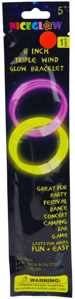 Lean Toys Potrójna Triguba fluorescencinė tamsoje šviečianti neoninė lazdelės formos apyrankė