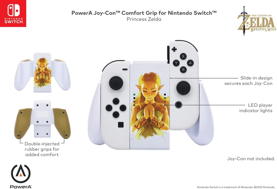 Power A Maitinimas „PowerA Princess Zelda Joy-Con Comfort Grip“ skirtas „Nintendo Switch“.