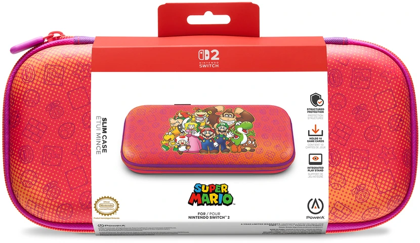 Power A „PowerA“ – plonas dėklas, skirtas „Nintendo Switch 2“ – „Mario and Friends“, oficialiai licencijuotas, apsauginis dėklas, talpina 10 žaidimo kortelių