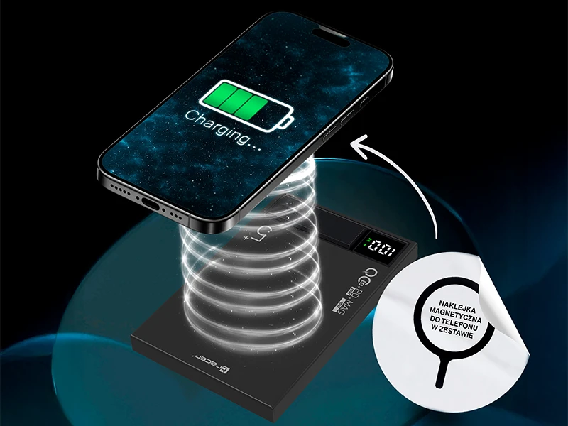Tracer AirMag1 Lithium Polymer (LiPo) 5000 mAh Wireless charging Juodas