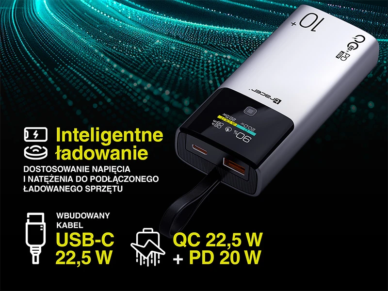 Tracer Comet 10000 mAh ekranas PD+QC