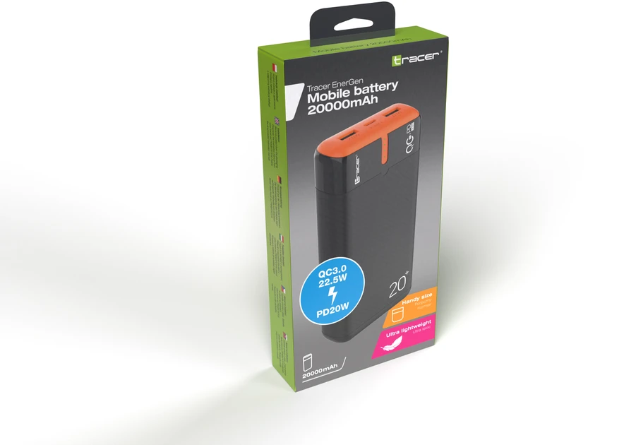 Tracer EnerGen 20000 mAh Juodas, Oranžinis
