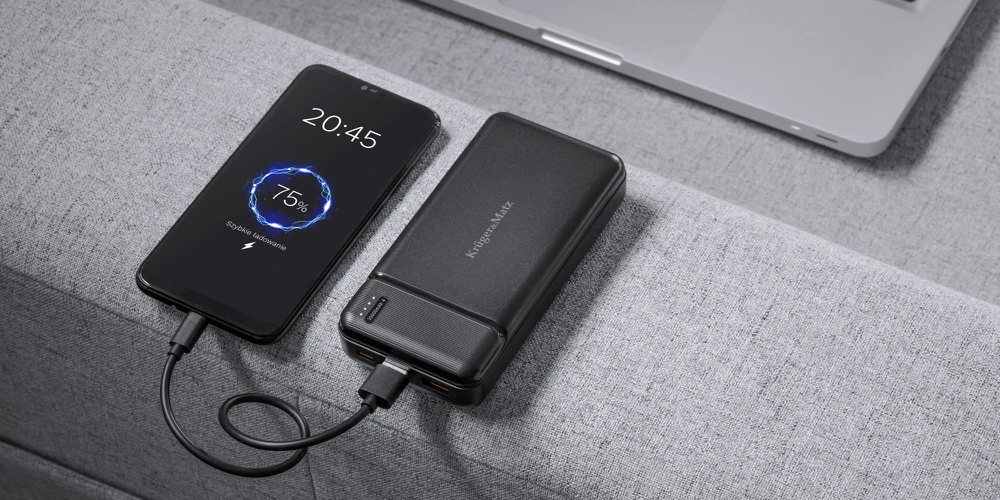 POWER BANK Kruger & Matz 20000 mAh Li-pol su QC ir PD funkcija