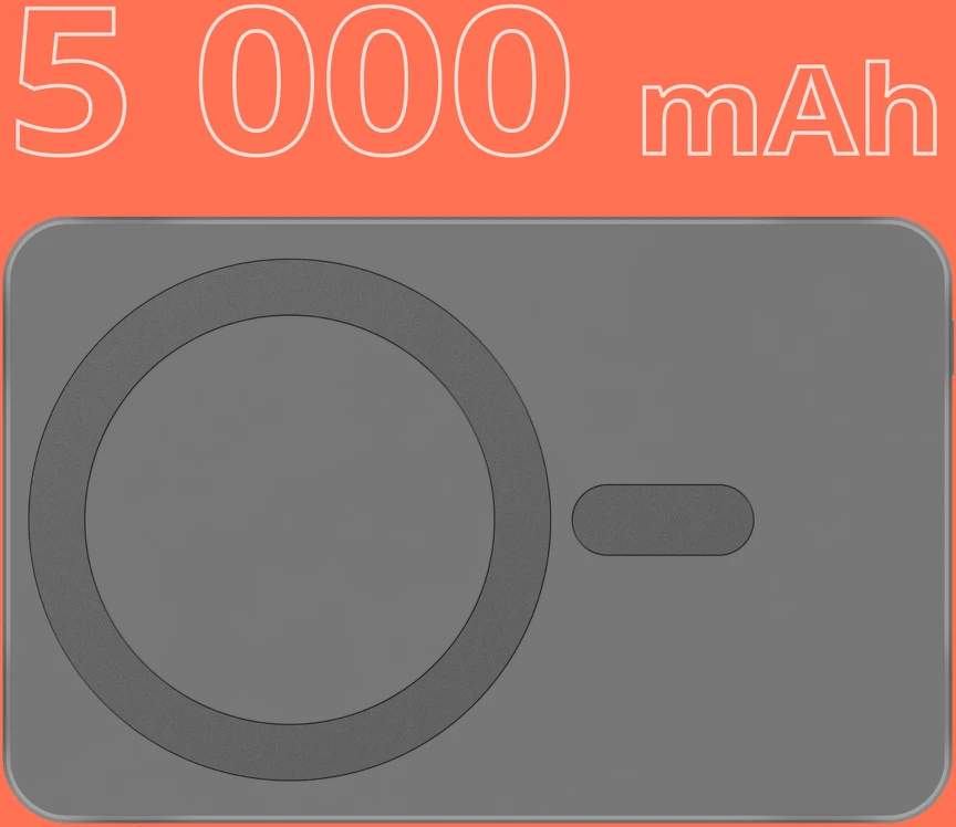 POWER BANK indukcinis Kruger & Matz 5000 mAh Mag Safe pilkas
