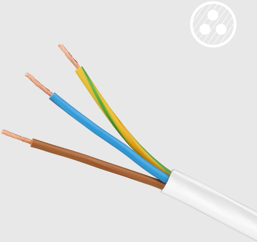 Przedłużacz Prailgintuvas, 3 lizdai, 2 m, prancūziško tipo, be jungiklio (3x1,5 mm), Rebel baltas