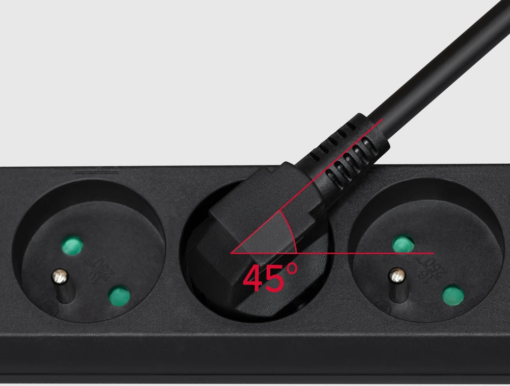 Przedłużacz Prailgintuvas, 4 lizdai, 2 m, prancūziško tipo, su jungikliu (3x1,5 mm), Rebel juodas
