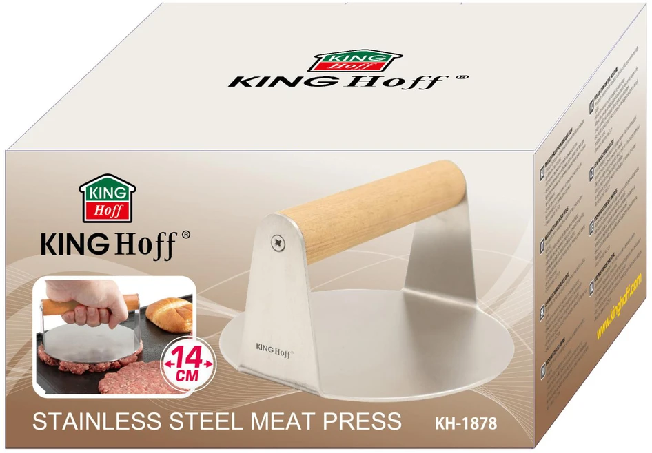 Praska Kinghoff Kh-1878 nerūdijančio plieno mėsainių presas, skersmuo 14cm