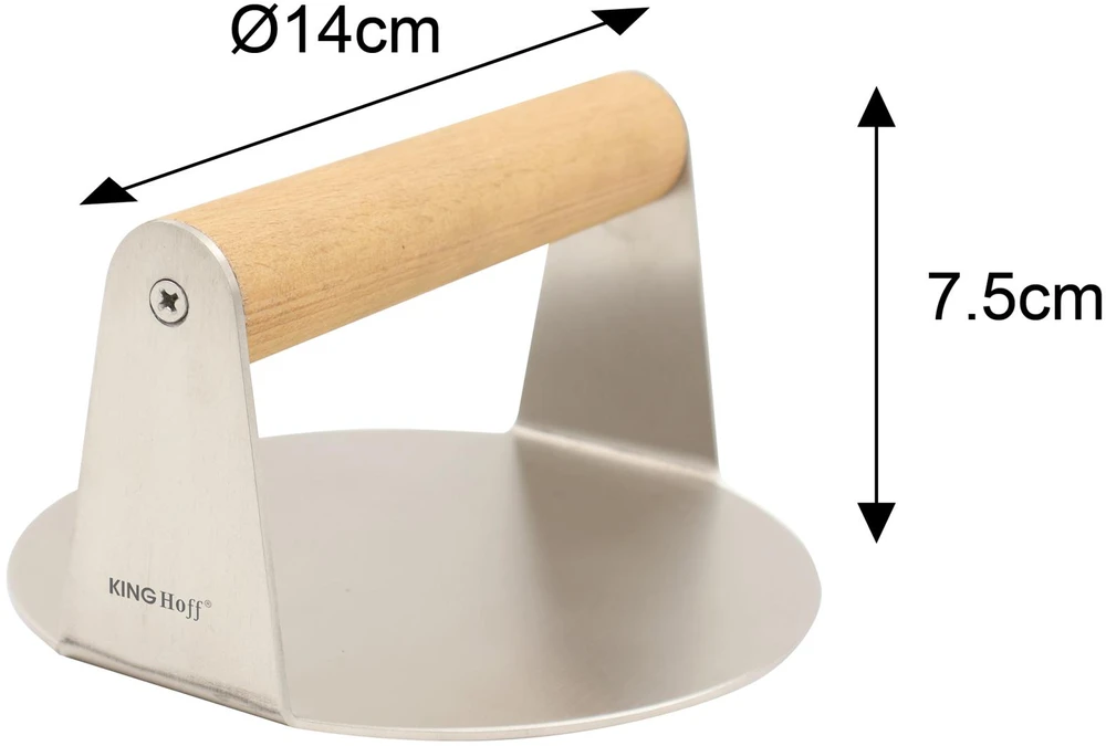 Praska Kinghoff Kh-1878 nerūdijančio plieno mėsainių presas, skersmuo 14cm