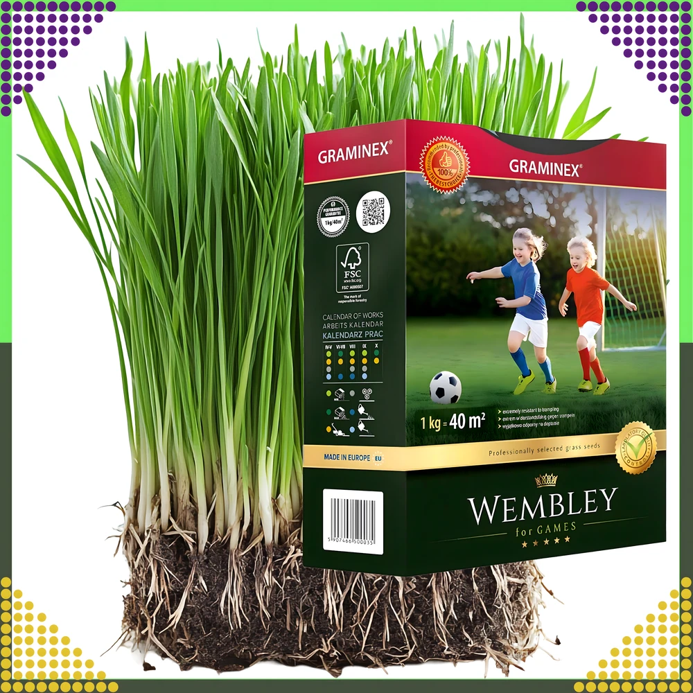 Premium Aukščiausios kokybės sportinė žolė WEMBLEY 1kg 40 m sportinei vejai