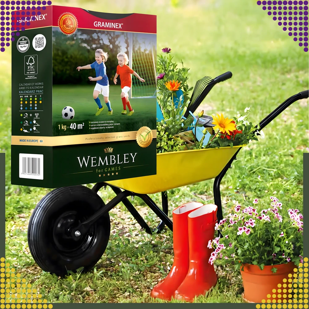 Premium Aukščiausios kokybės sportinė žolė WEMBLEY 1kg 40 m sportinei vejai