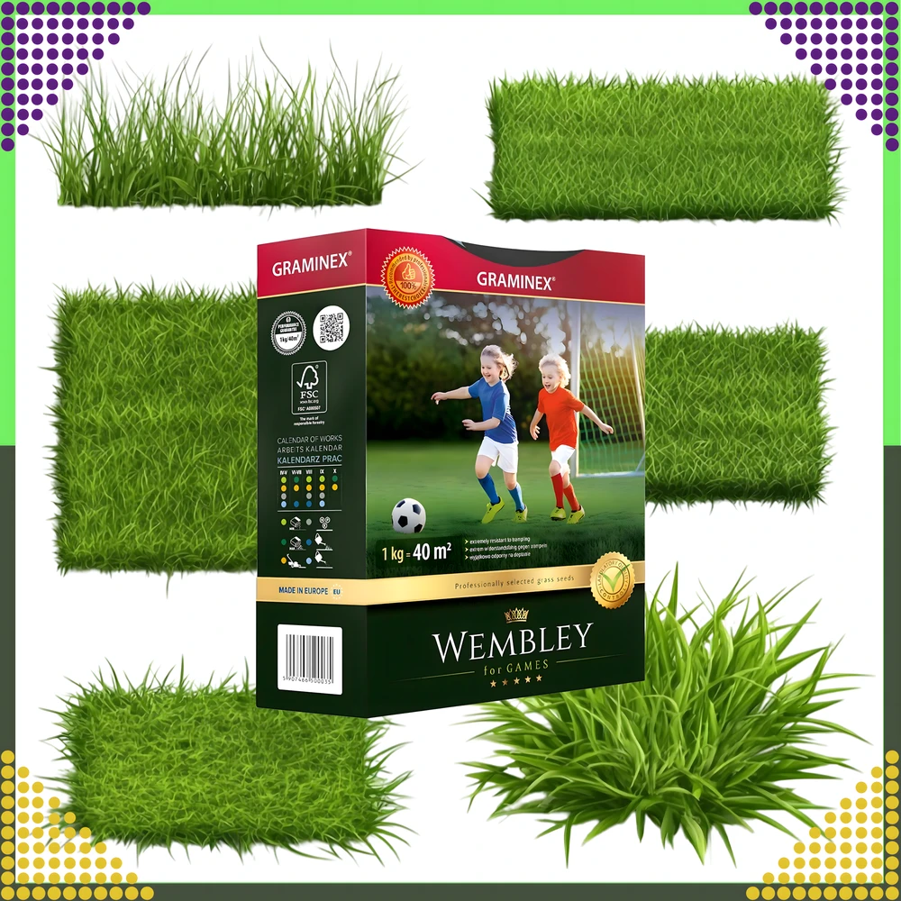 Premium Aukščiausios kokybės sportinė žolė WEMBLEY 1kg 40 m sportinei vejai