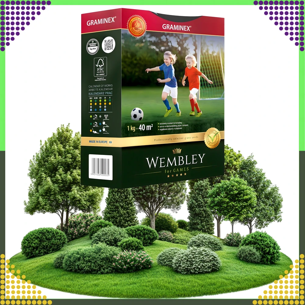 Premium Aukščiausios kokybės sportinė žolė WEMBLEY 1kg 40 m sportinei vejai