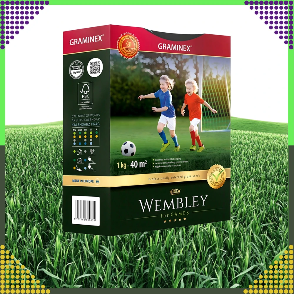 Premium Aukščiausios kokybės sportinė žolė WEMBLEY 1kg 40 m sportinei vejai
