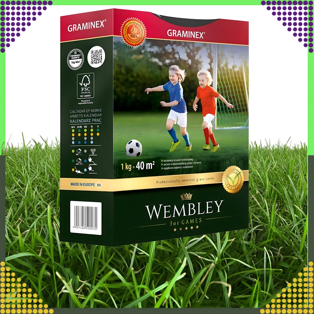 Premium Aukščiausios kokybės sportinė žolė WEMBLEY 1kg 40 m sportinei vejai