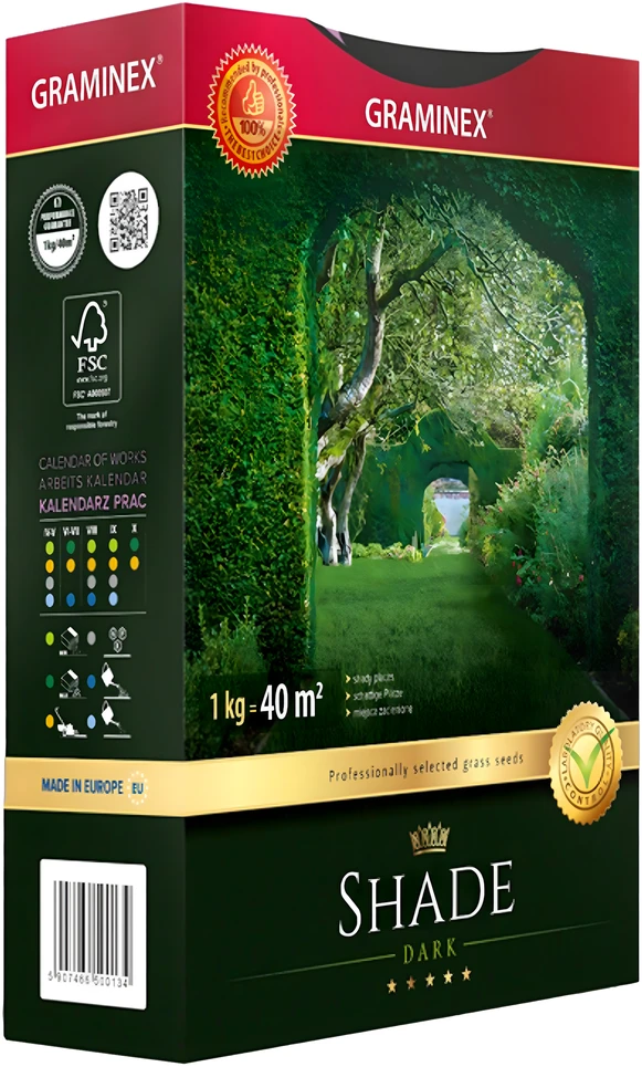Premium Aukščiausios kokybės žolių sėklų mišinys SHADE 1kg 40m šešėlinėms vietoms