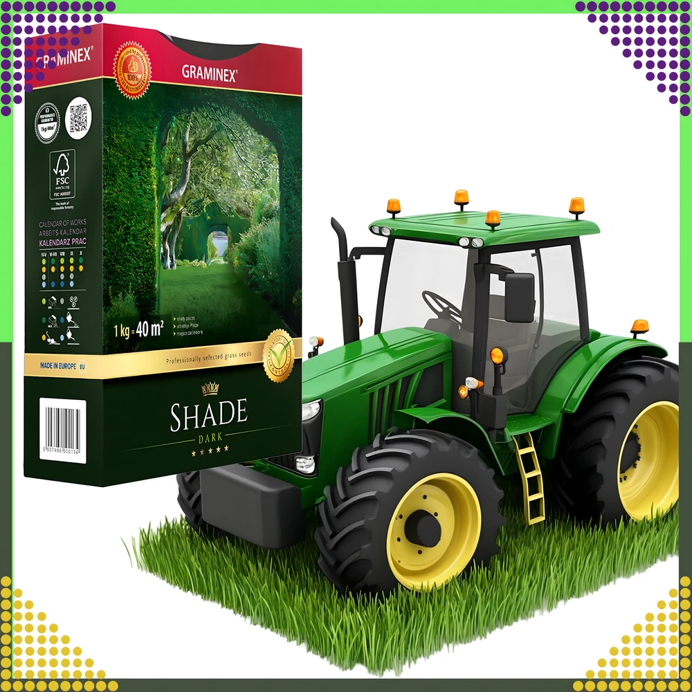 Premium Aukščiausios kokybės žolių sėklų mišinys SHADE 1kg 40m šešėlinėms vietoms
