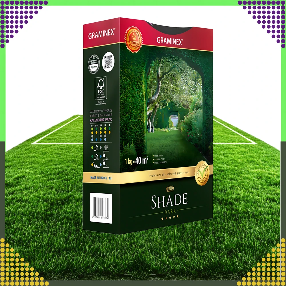 Premium Aukščiausios kokybės žolių sėklų mišinys SHADE 1kg 40m šešėlinėms vietoms