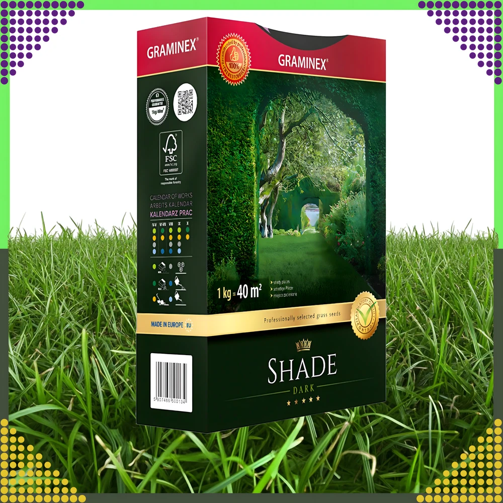 Premium Aukščiausios kokybės žolių sėklų mišinys SHADE 1kg 40m šešėlinėms vietoms