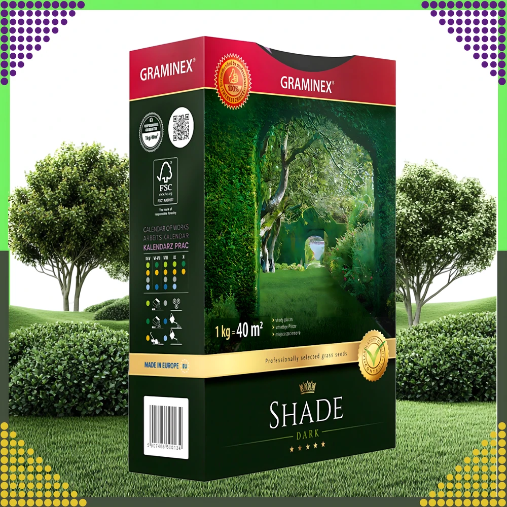 Premium Aukščiausios kokybės žolių sėklų mišinys SHADE 1kg 40m šešėlinėms vietoms