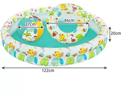 Zestaw „Bestway 51124“ 3 viename pripučiamas baseino komplektas su rutuliniais ratukais, 122 x 20 cm