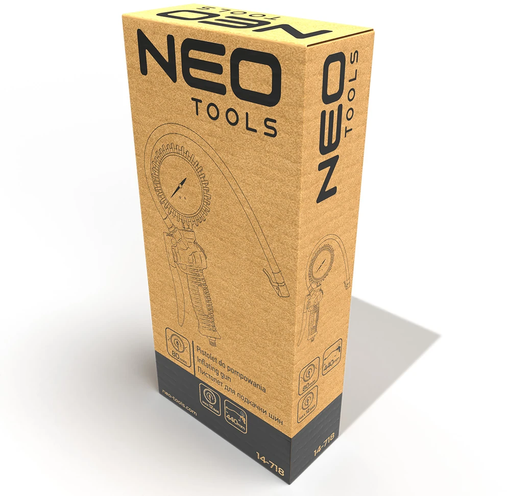 Neo Pripūtimo pistoletas su manometru, 80 mm skersmuo