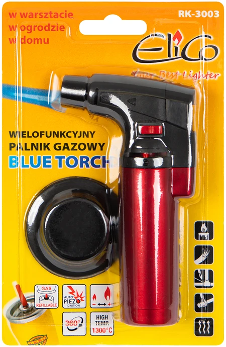 Blow Dujų degiklis RK-3003 Mėlyna Torch, padengtas guma, blisterinė pakuotė