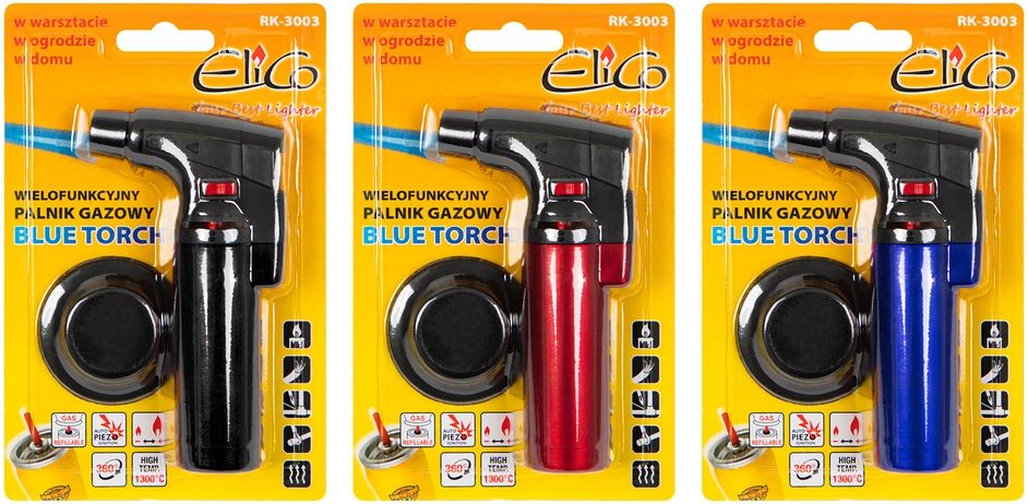 Blow Dujų degiklis RK-3003 Mėlyna Torch, padengtas guma, blisterinė pakuotė