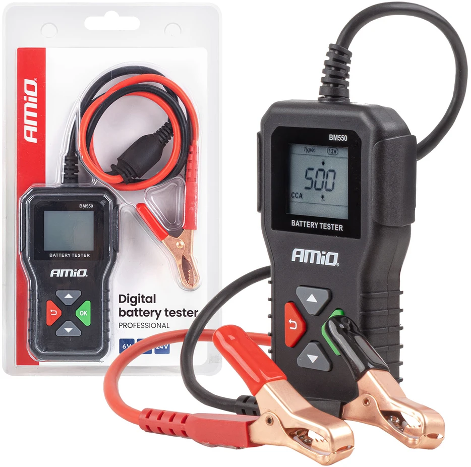 Profesionalus skaitmeninis akumuliatorių testeris 2?220 Ah 6 V 12 V 24 V amio-04920