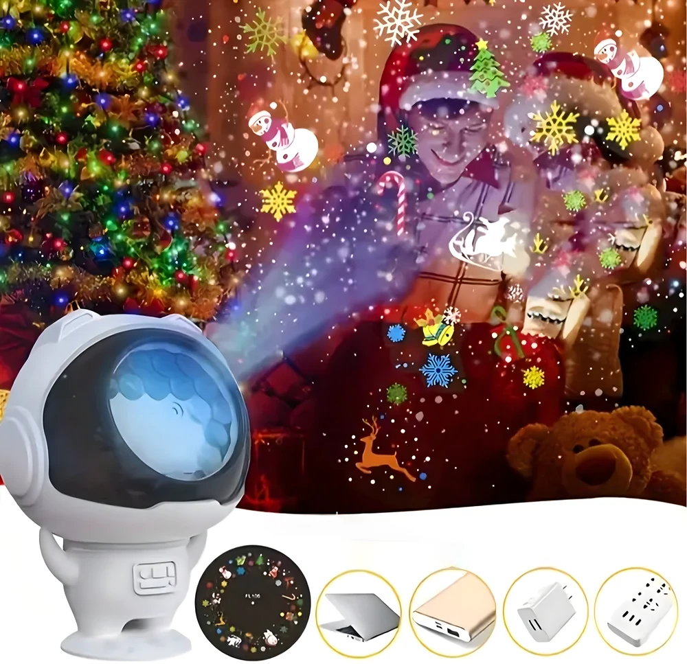 Projektoriaus lazerinis projektorius LED astronauto kosmonauto naktinė lempa vaikams
