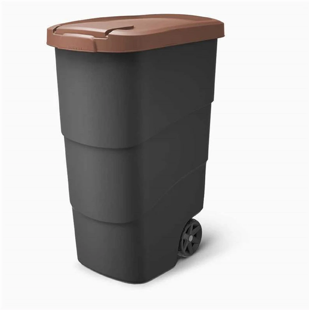 Šiukšlių dėžė Prosperplast Wheeler, 90L, rudos/pilkos spalvos