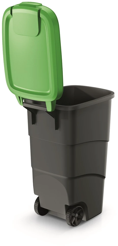 Šiukšlių dėžė Prosperplast Wheeler, 90L, žalios/pilkos spalvos