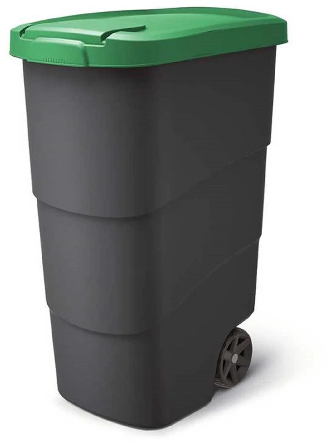 Šiukšlių dėžė Prosperplast Wheeler, 90L, žalios/pilkos spalvos