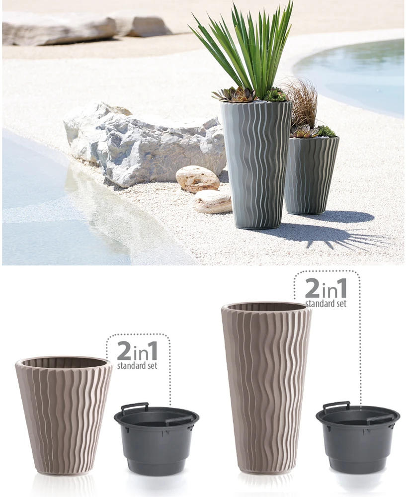 Plastikinis vazonas Prosperplast Sandy Slim, Ø39 cm
