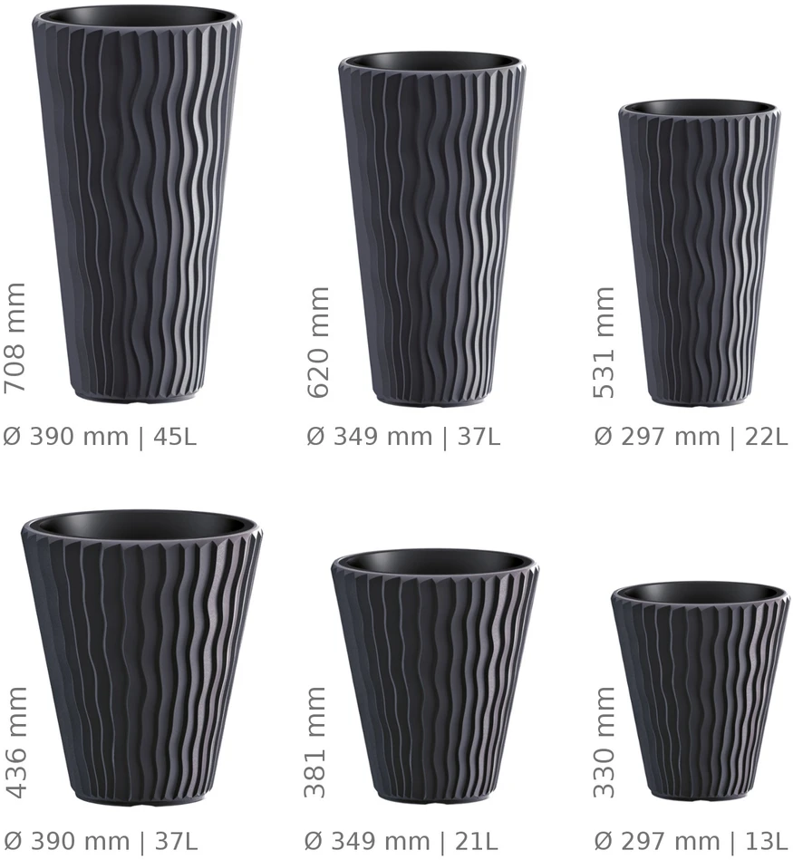 Plastikinis vazonas Prosperplast Sandy Slim, Ø39 cm
