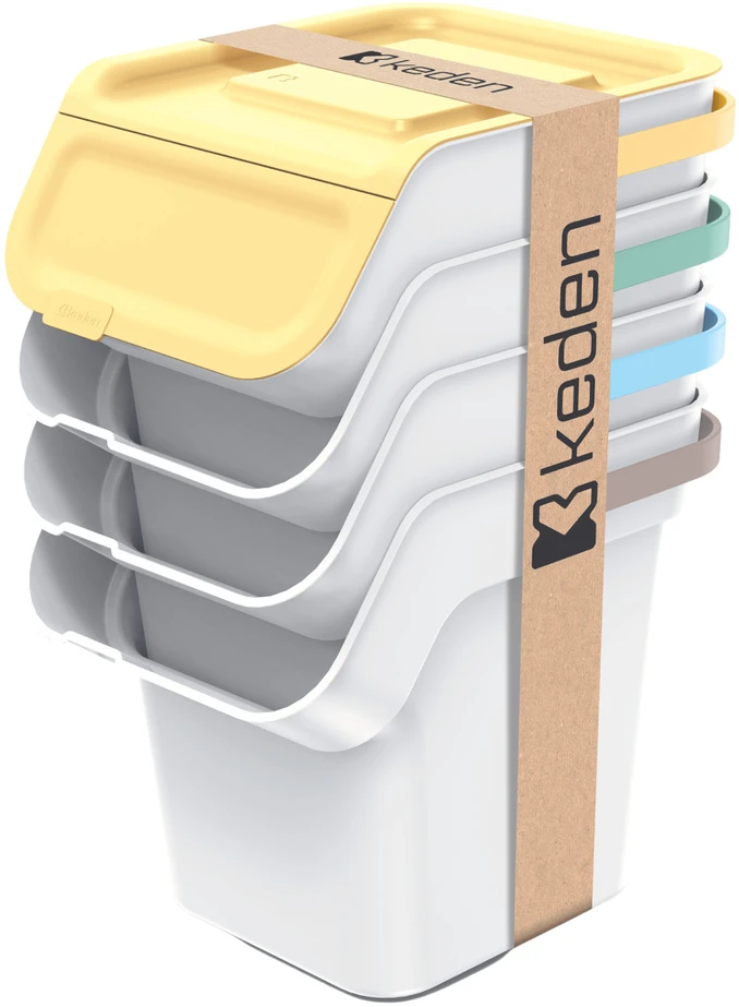 Prosperplast KADDI Q SET šiukšliadėžės - šviesiai pilka 20l. Kedenas