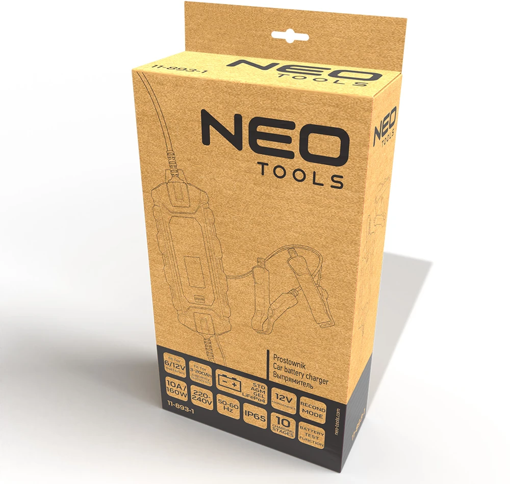 Neo Prostownik, Automatinis įkroviklis 10A/160W, 3-200Ah, rūgštiniams / AGM / GEL akumuliatoriams